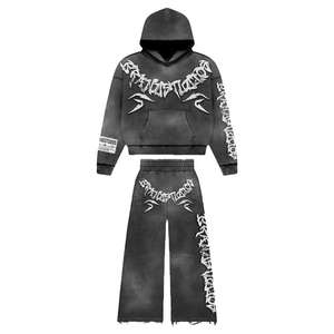 Nuevo Conjunto Deportivo de Invierno Transpirable de Alta Calidad, Talla Grande, Sudadera con Capucha y Pantalones Acampanados con Logotipo de Marca Personalizado - Product Image 1