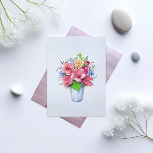 การ์ดอวยพรกระดาษงานฝีมือแบบเวียดนามการ์ดประดับดอกไม้เป็นของขวัญ-GF006 - Product Image 4