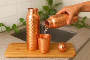 Botella de Almacenamiento de Agua de Gran Capacidad, Ecológica, de Cobre Puro de Primera Calidad |   Botella de Cobre Modern Wellness para el Hogar y la Oficina, Baja Temperatura - Product Image 2