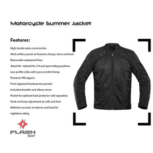 Chaqueta de Motociclismo Negra para Hombre, Talla Grande, Impermeable, Transpirable, Protectora, Deportiva, de Malla, para Verano - Product Image 2