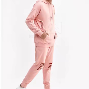 Survêtements de détresse pour hommes, de couleur unie, à prix de gros, survêtements de quantité minimale de commande bas pour hommes. - Product Image 2