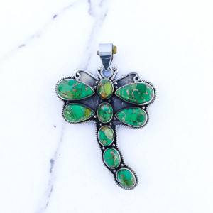 Pendentifs en argent sterling 925 avec pierres précieuses turquoise cuivre vert et bijoux en argent en gros - Product Image 2