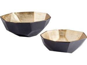 Cuenco Hexa geométrico moderno, plato de fruta de Metal facetado negro mate y dorado para comedor y mesa de café con estilo - Product Image 3
