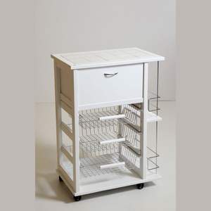 Carrito de Madera Maciza de Haya MASLEGNO con Almacenamiento para Pan y Botellas, Ruedas de Plástico - Diseño Moderno para Espacios Organizados - Product Image 1