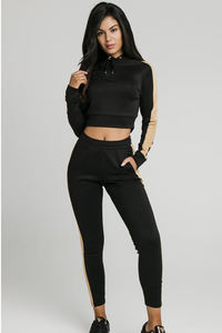 Fabricante al por mayor de alta calidad de terciopelo personalizado Zip Hoodie Joggers de dos piezas de terciopelo chándal de las mujeres - Product Image 3