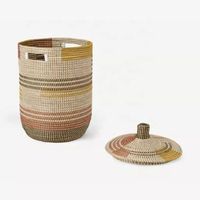 Panier à linge rond de luxe fait main en jonc de mer, durable, léger, écologique, personnalisable, pour vêtements, vente en gros