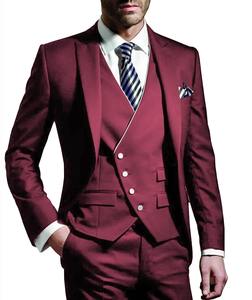 Elegant Men's Wedding Tuxedo Set 3-Piece <b>Slim</b> Fit Blazer <b>Vest</b> Pants with Lapel Single Breasted Suit Plus Size - Product Image 6