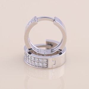 IGI Certified Lab Grown Diamond Pavé <b>Hoop</b> <b>Earrings</b> 14K Gold Chunky Huggie <b>Earrings</b> for Women - Product Image 5