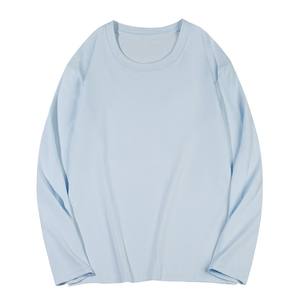 Camiseta de Manga Larga de Algodón Puro para Hombre, Precio de Fábrica de Bangladesh y China, Cuello Redondo, Ajuste Holgado, Camiseta Básica - Product Image 1