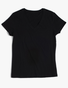 Camiseta de algodón barata personalizada de alta calidad para mujer 2027, camiseta informal de media manga con cuello de pico profundo para mujer - Product Image 2