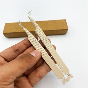 Pinzas de extensión de pestañas con logotipo personalizado 2025, pinzas japonesas de acero inoxidable con agarre de diamante, pinzas de pestañas de volumen desnudo con punta puntiaguda - Product Image 3