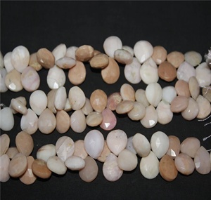 Cuentas de piedras preciosas de ópalo Rosa natural, cuentas facetadas en forma de corazón, cuentas hechas a mano para pulsera, fabricación de joyas - Product Image 5