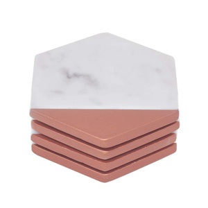 Cena Fiesta Vajilla Decoración Mármol Té Posavasos Mármol Juego de posavasos Té Café Cerveza Taza Cubierta Posavasos Juego de 4 - Product Image 3