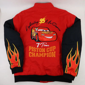 Giacca Bomber da Baseball Invernale da Uomo Extra Large Rossa Vintage con Ricamo Personalizzato di Auto Cartoon Lightning 95 - Product Image 2