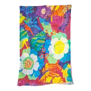 Elegante Chal de Diseño, Ligero, de Lino Puro para Verano, Estola Larga para Mujer, Estampado Floral Abstracto Suave, Chal Estiloso - Product Image 5