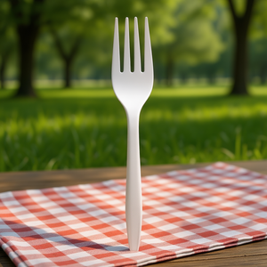 Fourchette jetable en PP de 2,5 g, série de couverts noir/blanc - Product Image 3