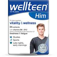 Wellteen Him Her Multivitamínico para Adolescentes, Niños y Niñas, Tabletas de Bienestar Diario, Certificado CE, Sabor Neutro, Hecho en el Reino Unido, Precio Reducido