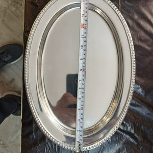 Plateau en argent classique, plateau de service en acier inoxydable de qualité supérieure, passe au lave-vaisselle, design de cuisine, mariage, restaurant, vaisselle - Product Image 1