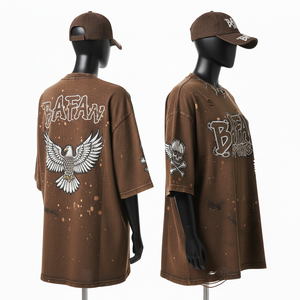 Camiseta de Algodón de Primera Calidad para Mujer, 240 GSM, Lavado Vintage, Estilo Holgado, Color Marrón, Impresión de Logotipo Personalizado - Product Image 5