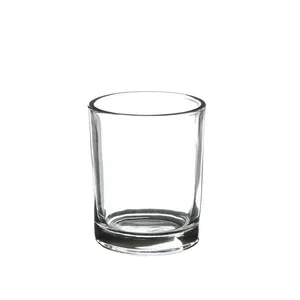 VCY0002 <b>Small</b> Cylinder Glass Votive <b>Candle</b> Holder [Machined]-Heat Resistant Home Decor for Christmas Easter Valentine's Day-2 X - Product Image 1