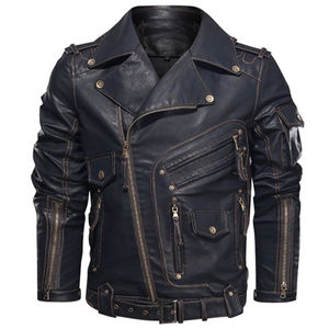 Chaquetas de moto de cuero genuino a la moda de alta calidad para hombre, chaquetas para hombre, además de chaqueta de cuero, servicio OEM - Product Image 1