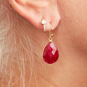 ต่างหูเงินแท้ 925 ดีไซน์เนอร์ ประดับพลอยทับทิมสีแดง ชุบทอง สำหรับผู้หญิง เหมาะสำหรับงานแต่งงาน งานปาร์ตี้ หรือเป็นของขวัญ - Product Image 2