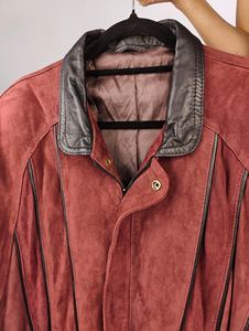 Blazer en peau de mouton à double boutonnage pour femme Doublure en daim et soie Coupe-vent Veste à boutons Teinture unie Motif uni Printemps Hiver Automne - Product Image 4