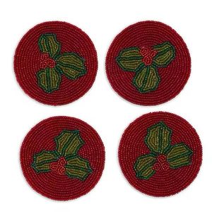 Dessous de verre faits à la main fleur verre perlé boisson napperon Art Style décor de table pour la maison cuisine pour noël - Product Image 4