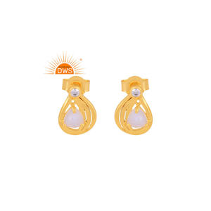 Última venta 925 Plata esterlina 18K chapado en oro Arco Iris Luna y Cz Gemstone Studs Pendiente Demi joyería fina para mujeres - Product Image 1