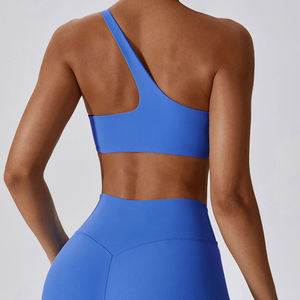 เสื้อครอปผู้หญิงเปิดไหล่ข้างเดียวเสื้อครอปบราออกกำลังกายเล่นกีฬาแผ่นรองหลังเซ็กซี่ - Product Image 2