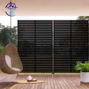 Clôture en métal découpée au laser, décorative pour l'intimité du jardin, noire, panneaux en aluminium de 4 pieds x 3 pieds, clôture en aluminium à 3 rails, noire - Product Image 3
