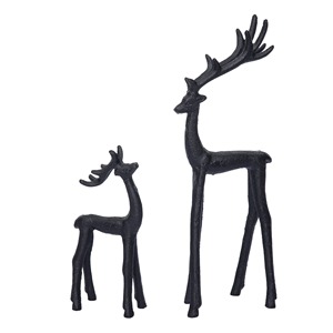 <b>Decorative</b> Standing Reindeer Sculptures Matte <b>Black</b> | Pair Rustic Metal Modern Farmhouse <b>Christmas</b> Accent Factory Eco-Friendly - Product Image 1