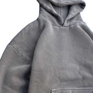 Vente en gros Pull à capuche zippé vintage en tissu éponge délavé à l'acide, coupe classique, 100% coton, lourd, brodé, automne - Product Image 2