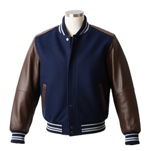 Chaqueta universitaria de béisbol de lana azul marino para hombre, chaqueta universitaria de béisbol clásica de tela Premium para hombre, envío DDP - Product Image 3