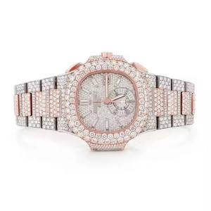 Personnalisé 41mm En Acier Inoxydable Analogique Mécanique De Luxe Montre Pour Hommes Glacé Moissanite Diamant Style Hip Hop Verre À La Mode - Product Image 1