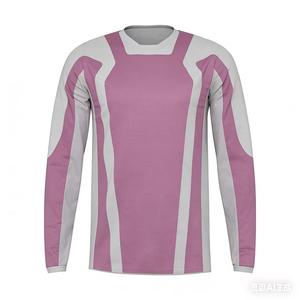 Camiseta de Motocross Rosa y Blanca, Chaqueta de Carreras de Motocicleta, Camisa de Manga Larga, Poliéster/Algodón, Unisex, Personalizable, para Motociclismo - Product Image 1