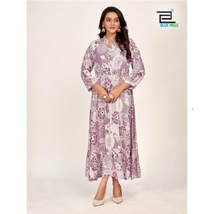 Conjunto de Kurti Corto de Rayón con Estampado Digital de 14 kg, Estilo Occidental, Ropa Casual de Diseñador para Mujer, Fabricante de India - Product Image 1