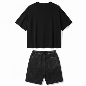 Conjunto de Algodón Grueso para Hombre, Camiseta de Manga Corta Resistente y Pantalones Cortos con Bolsillos Tipo Cargo, Estilo de Ropa de Trabajo Resistente para Exteriores, Verde Oliva - Product Image 2