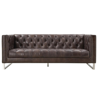 Canapé d'angle Chesterfield bleu océan, design moderne, en cuir véritable, trois places, rembourré en mousse, imperméable, convertible