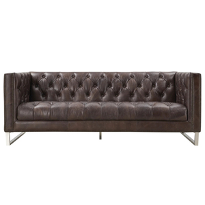 Housse de canapé en cuir véritable Design Chesterfield avec meubles de salon convertibles en bois massif pour la décoration intérieure - Product Image 2