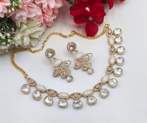 Radiant High Quality Gold Plated Stone Look Design CZ <b>Necklace</b> Earrings Set Women Traditional Wedding Engagement Gift - Product Image 4