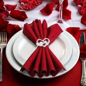 Servilletero de San Valentín con diamantes de imitación de Metal moderno, Decoración de mesa perfecta en forma de corazón especial, impresiona a tus invitados - Product Image 1
