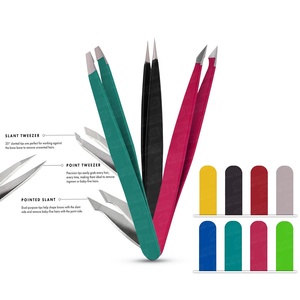 Pinzas de Acero Inoxidable de Alta Precisión Hechas a Mano con Punta Inclinada, en Bolsa, para el Cuidado de las Cejas - Reutilizables y Ecológicas - Product Image 1