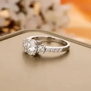 925 Sterling Silver Women's Wedding <b>Ring</b> Rose <b>Gold</b> Plated Gorgeous Cut Moissanite for Engagement Anniversary Party-<b>Vintage</b> - Product Image 3