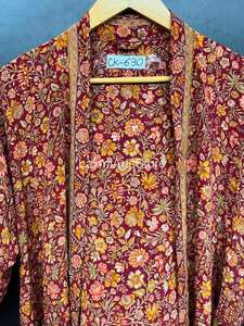 Bohemian Crepe <b>Silk</b> Nonwoven Sari <b>Kimono</b> Robe | Handmade Womens Wrap | Spring/Summer Beachwear Luxury Loungewear Front Gift - Product Image 2