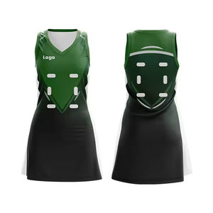 Youth High Quality Netball Performance <b>Dresses</b> Green and White Breathable Polyester Material - Product Image 4