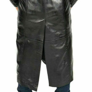 Manteau long en cuir véritable pour homme de haute qualité, coupe classique, logo personnalisé, design embossé sur le devant, vente en gros, vêtements d'hiver - Product Image 5