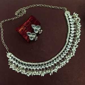 Joyería India oxidada Boho Vintage antiguo gargantilla multicapa cadena collar pendientes conjunto para mujer - Product Image 1