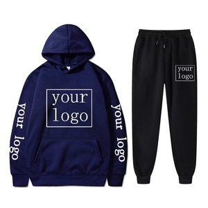 Ensemble sweat-shirt à capuche et pantalon pour hommes, tenue de sport décontractée de luxe unisexe avec logo de marque personnalisé de taille XXL, ensemble 2 pièces - Product Image 3