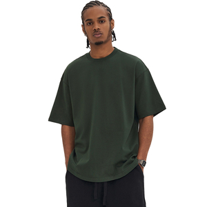 T-shirt uni 100% coton épais pour homme - Product Image 1